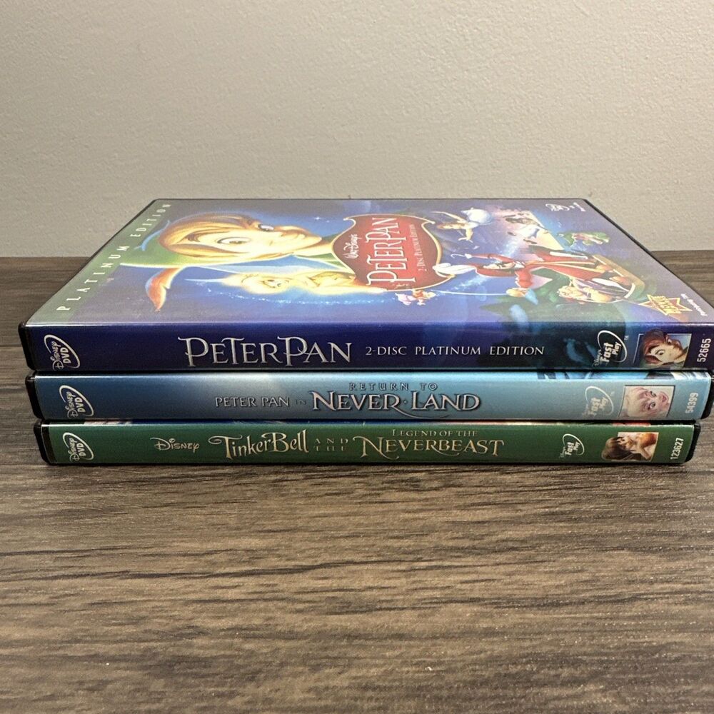 Disney Peter Pan Tinkerbell Neverland DVD Lot Of 3